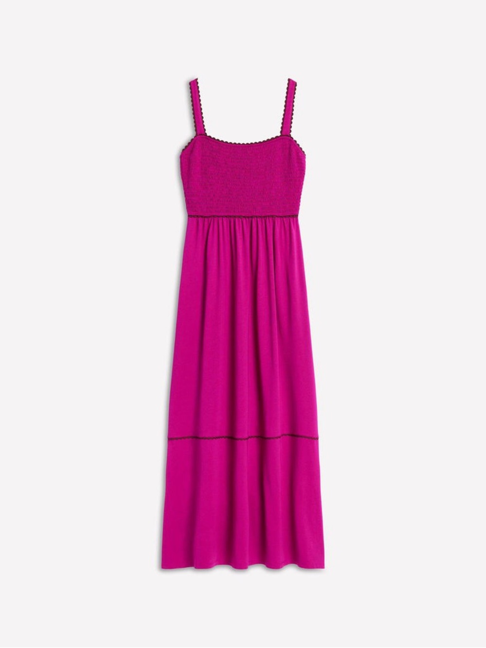 Boden Smocked Dark Pink Detailed Trim Maxi Dress - Size 8 - Picture 3 of 10
